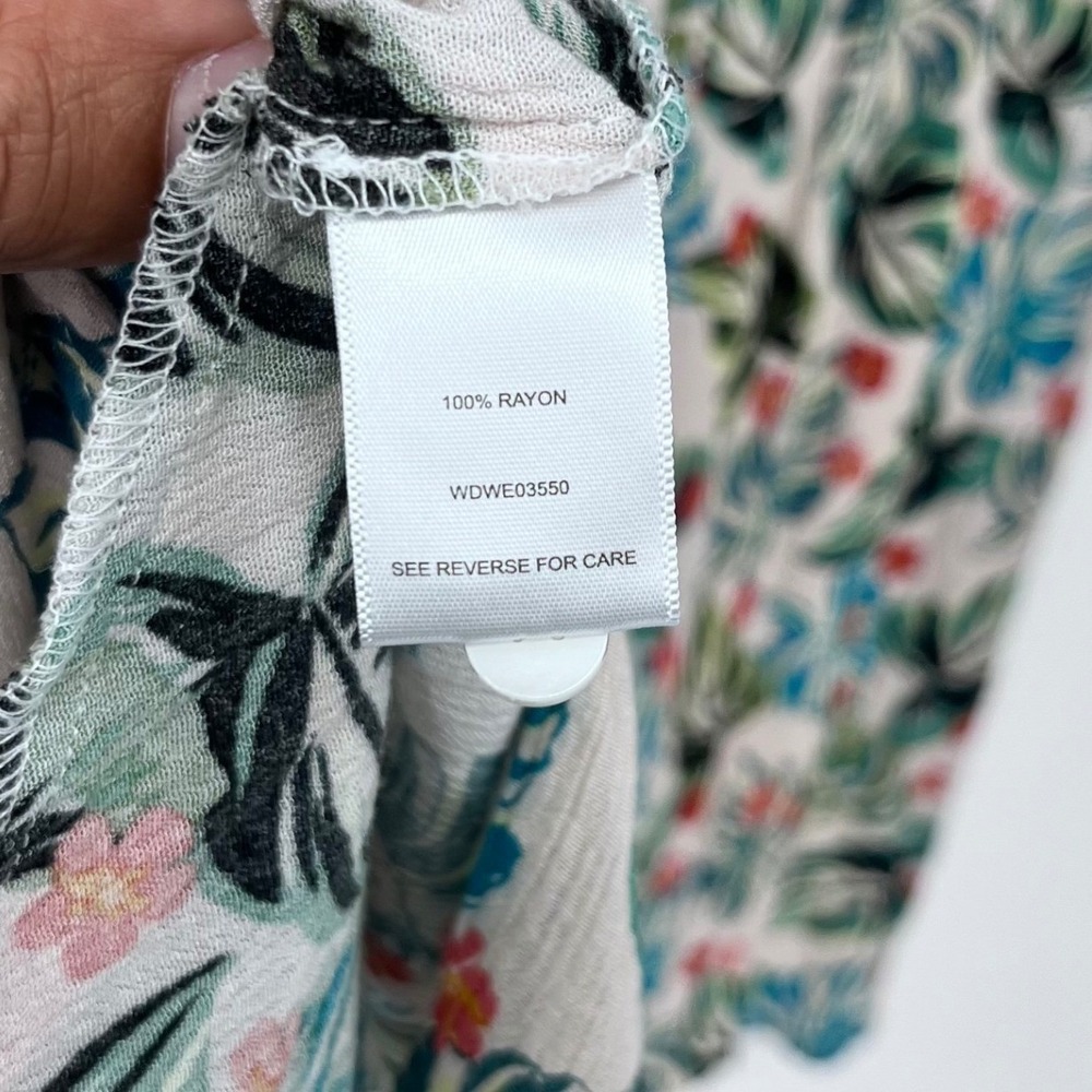 Lost + Wander Tropical Monstera Floral Rayon Button Down Dress M/L Vacation - Picture 5 of 10